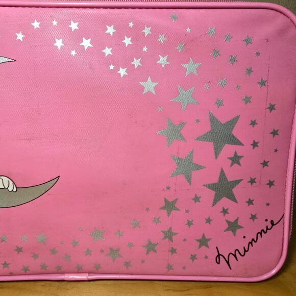 Imaginings 3 Vintage Minnie Mouse Suitcase Pink Silver 17x11x4 Pocket on Inside - Picture 4 of 8